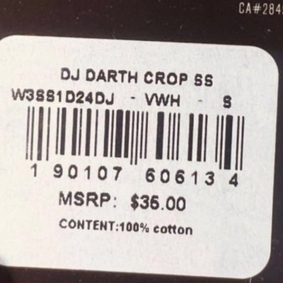 New (NWOT) Baby Dark Vader Star Wars Cream Crop Top - Picture 6 of 7